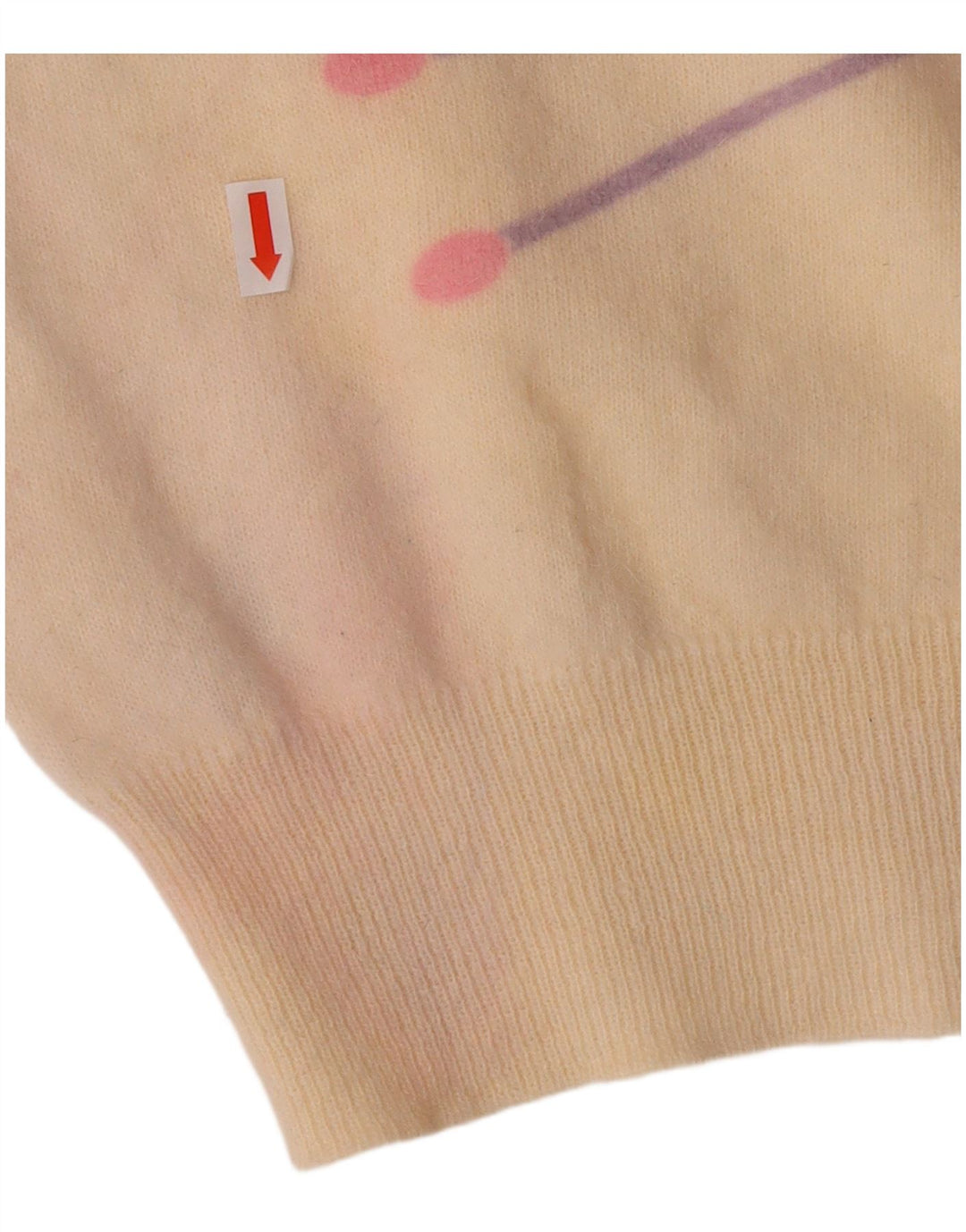 Suéter feminino VINTAGE com gola redonda, Reino Unido 16, grande, branco, geométrico