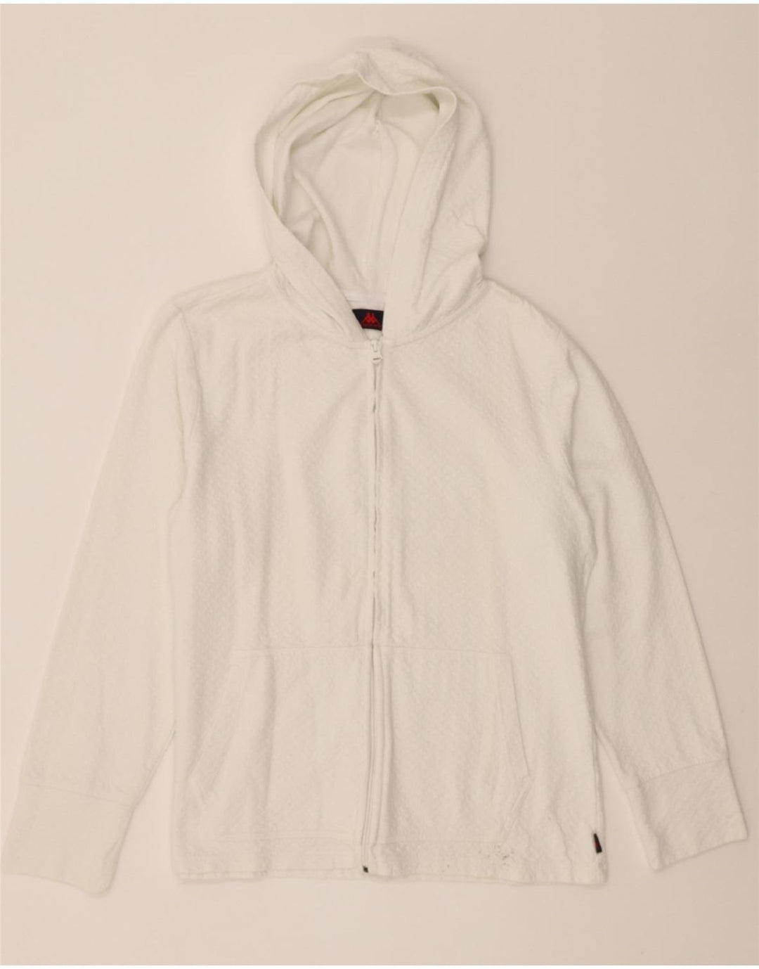 KAPPA Womens Zip Hoodie Sweater UK 18 XL White Argyle/Diamond Vintage Kappa and Second-Hand Kappa from Messina Hembry 