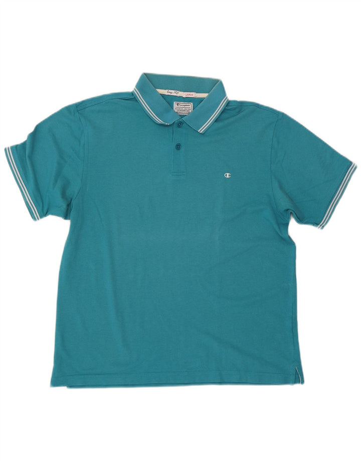 Camisa polo masculina Champion Easy Fit grande algodão azul