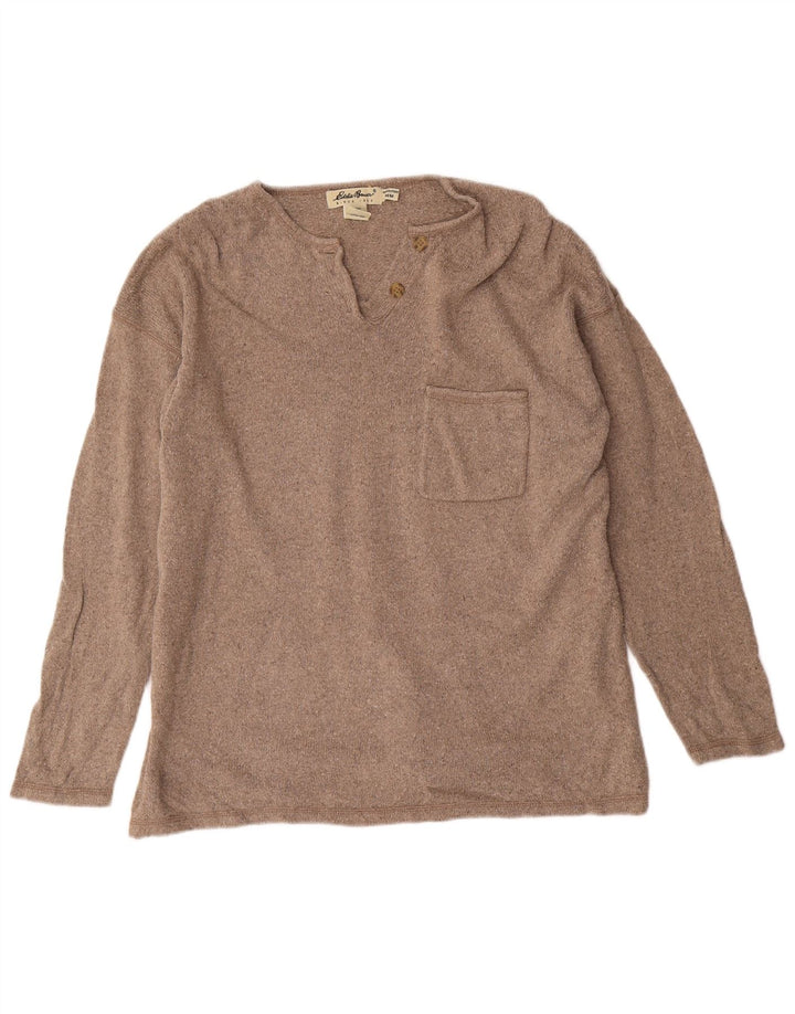 EDDIE BAUER Suéter feminino grande com gola canoa Reino Unido 14 marrom médio