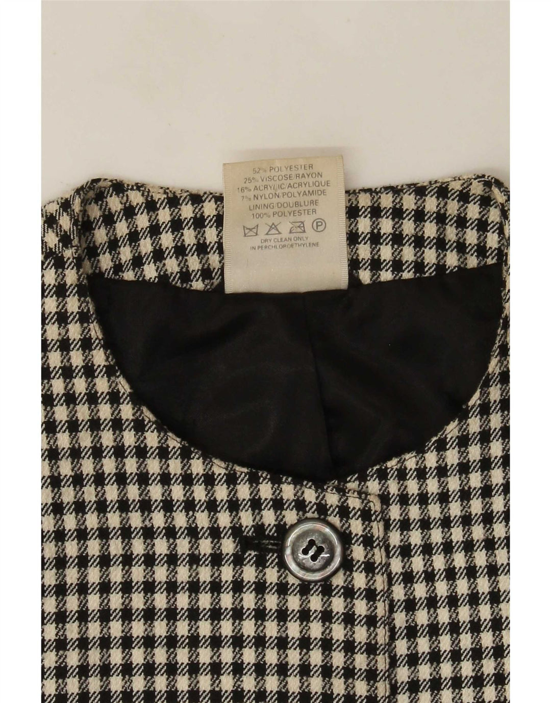 Sobretudo feminino ALEXON solto Reino Unido 12 poliéster preto médio Houndstooth