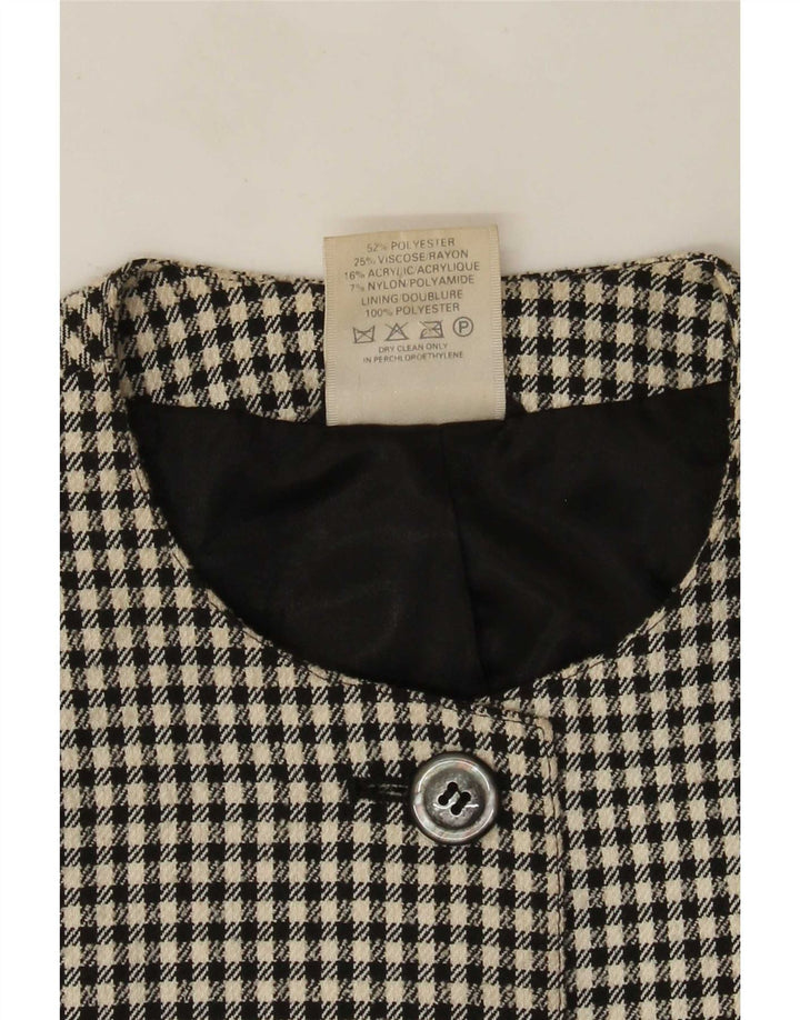 Sobretudo feminino ALEXON solto Reino Unido 12 poliéster preto médio Houndstooth
