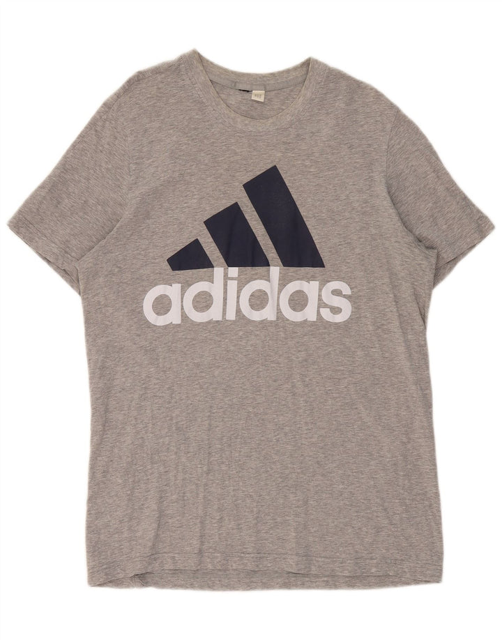 ADIDAS Camiseta masculina gráfica grande cinza