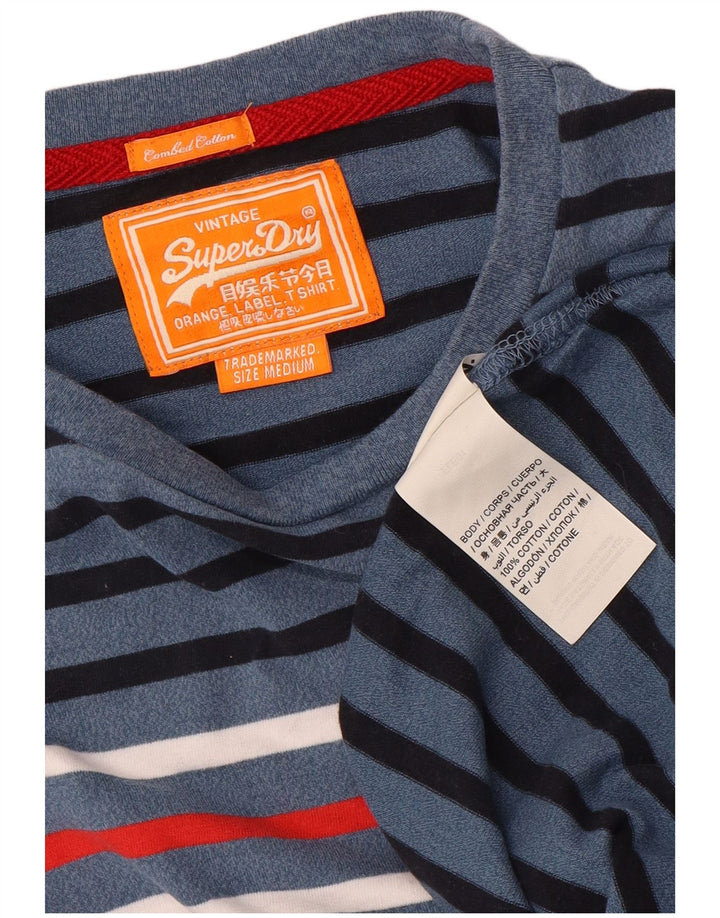 Camiseta masculina Superdry Top médio algodão listrado azul marinho