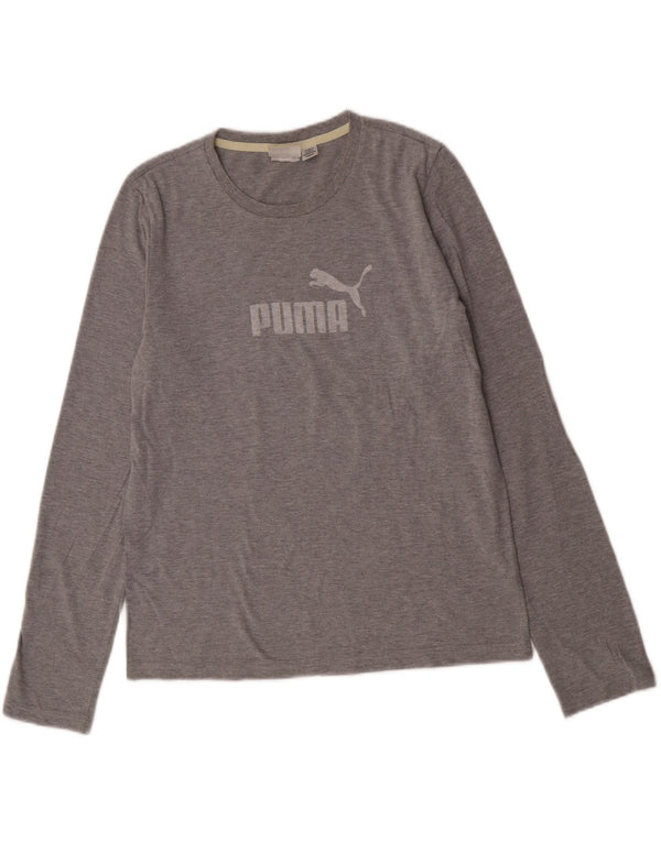 Puma Mulher Graphic Top Manga Longa UK 14 Grande Cinza