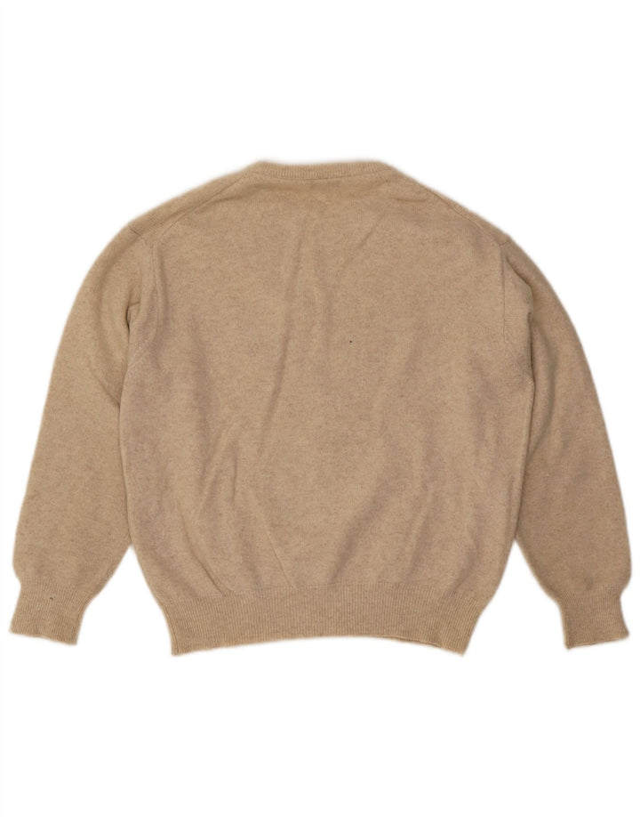 Suéter feminino Benetton com gola redonda, médio bege