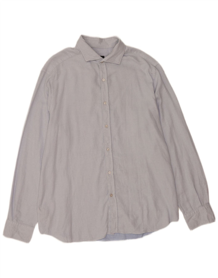 Camisa masculina Massimo Dutti 2XL algodão manchado azul