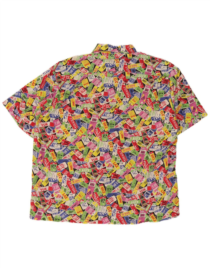 Camisa masculina VINTAGE de manga curta com padrão abstrato 2XL multicolorida