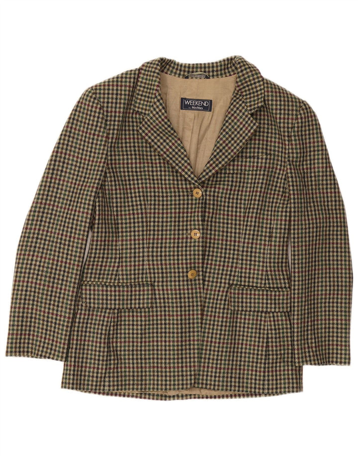 Max Mara Jaqueta blazer feminina de fim de semana Reino Unido 16 grande verde houndstooth