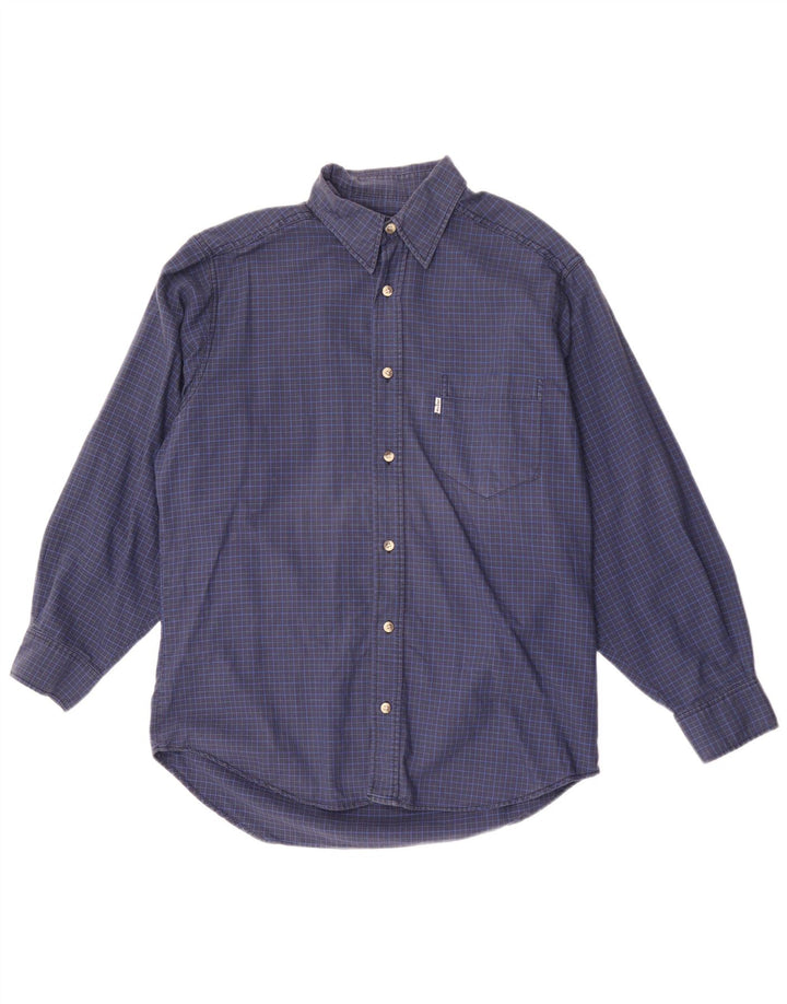 Camisa xadrez masculina Levi's de algodão xadrez azul médio