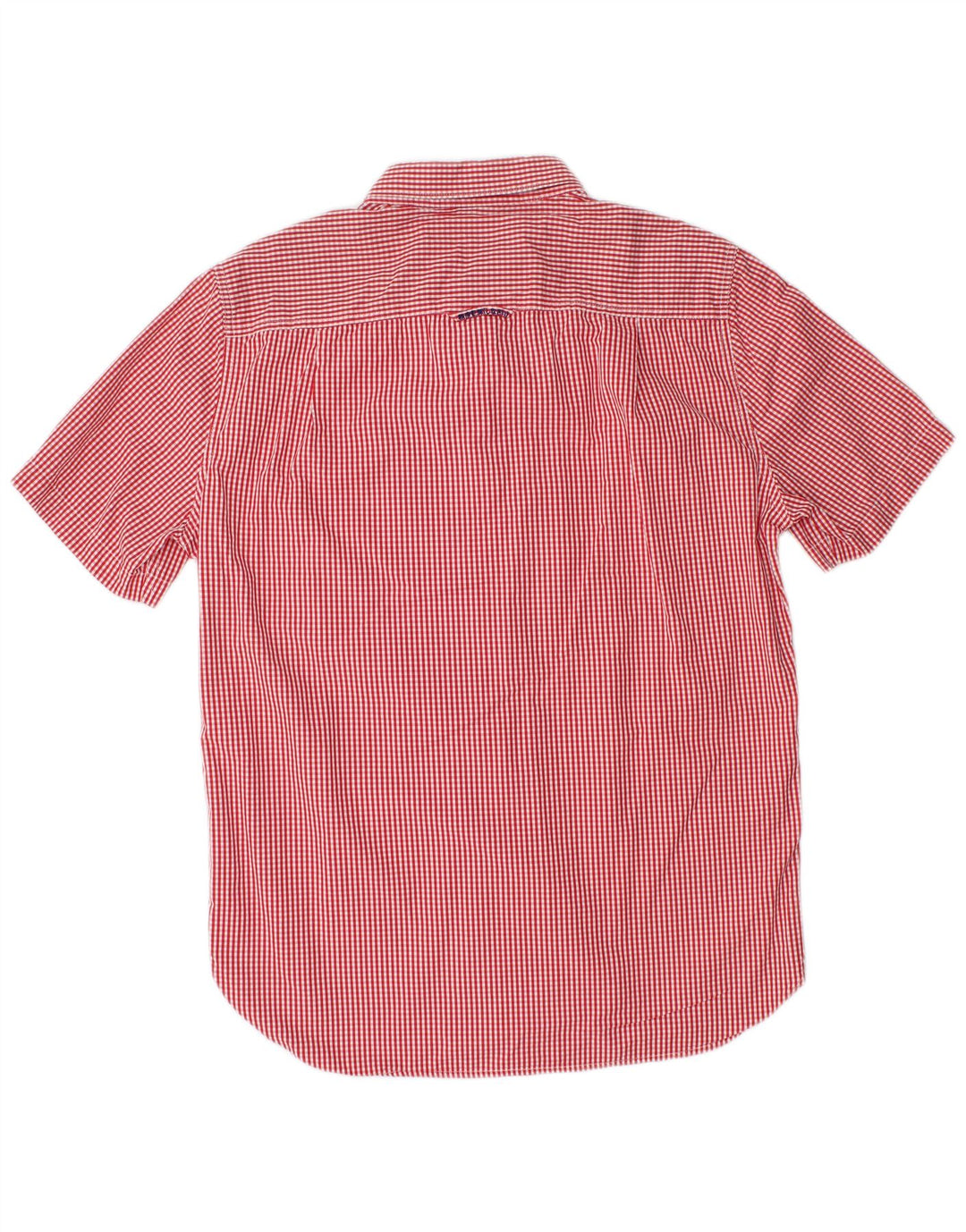 Camisa masculina de manga curta SUPERDRY grande algodão vermelho guingão