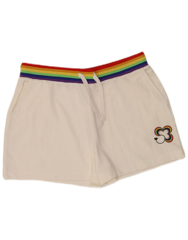 Shorts esportivo feminino Sweaty Betty UK 18 XL algodão listrado branco