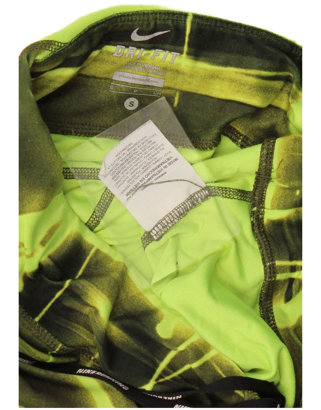 Calça de treino feminina Nike Dri Fit UK 8 pequena verde xadrez poliéster