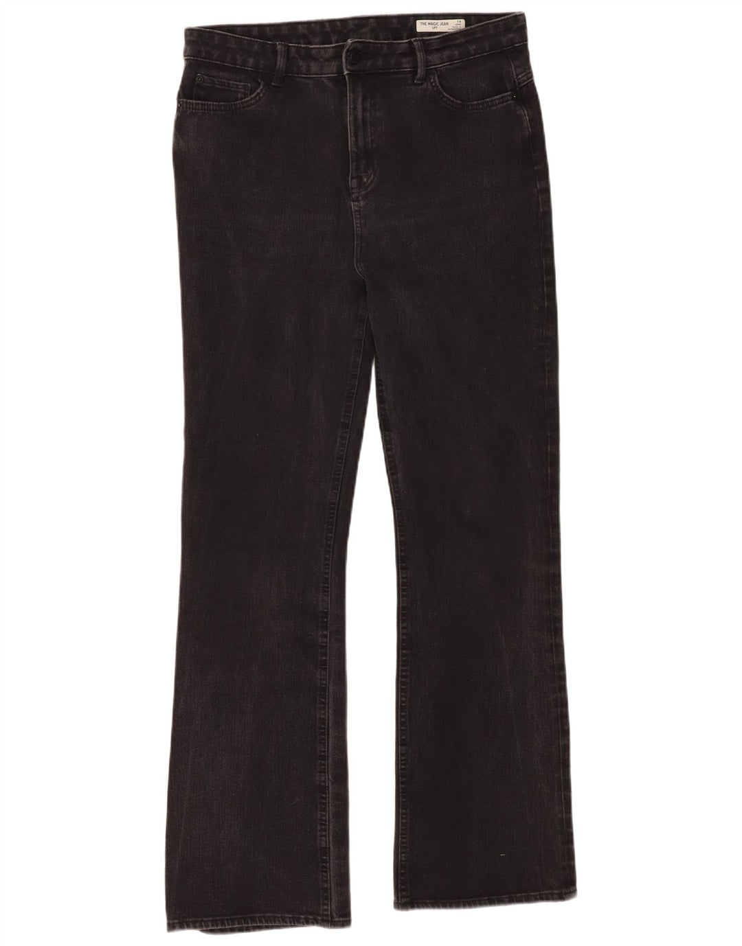 Calça jeans feminina Marks & Spencer Bootcut Reino Unido 14 grande W34 L31 algodão preto
