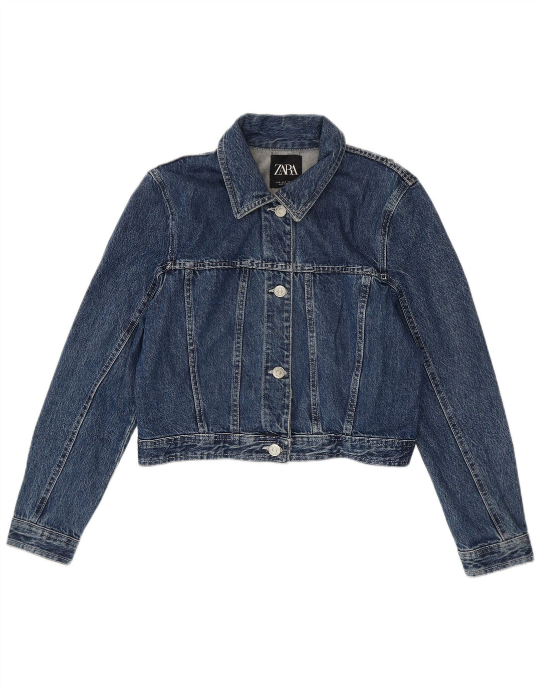 Jaqueta jeans feminina Zara UK 10 algodão azul pequeno