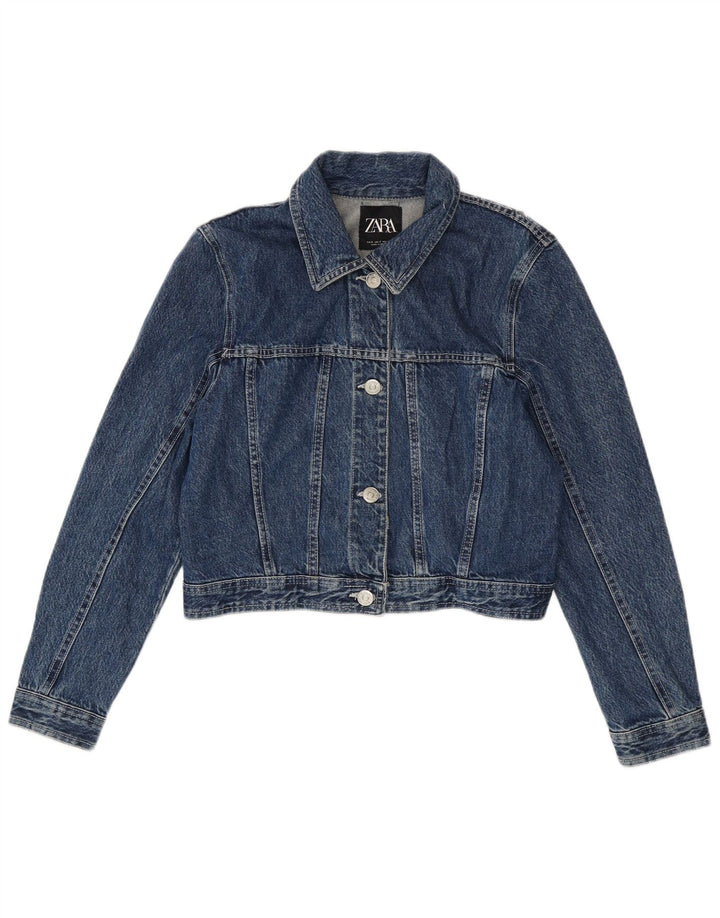 Jaqueta jeans feminina Zara UK 10 algodão azul pequeno