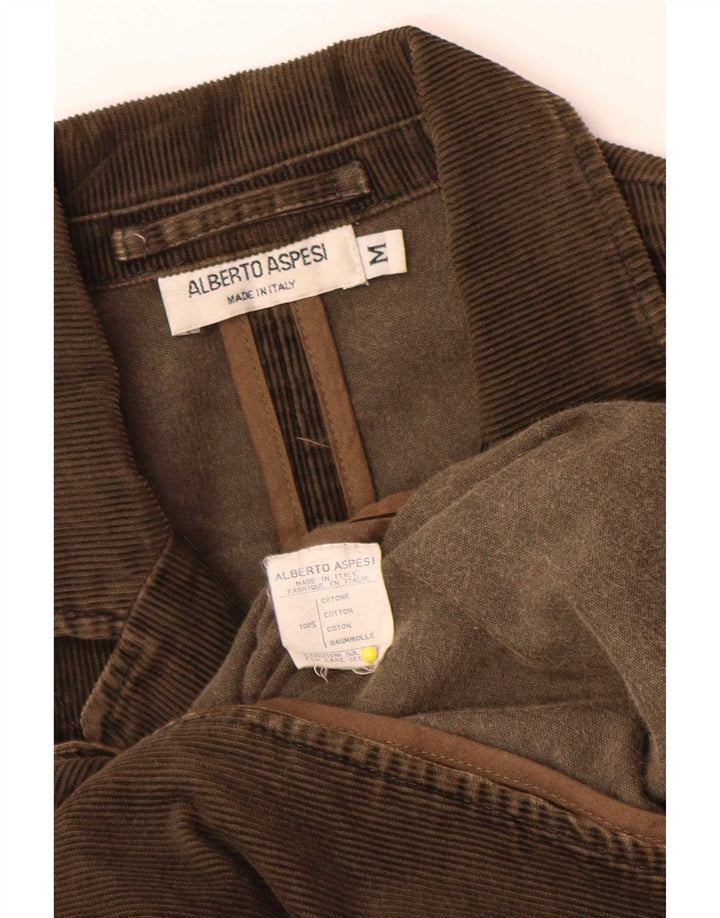 Jaqueta blazer masculina Alberto Aspesi com 3 botões Reino Unido 38 algodão marrom médio