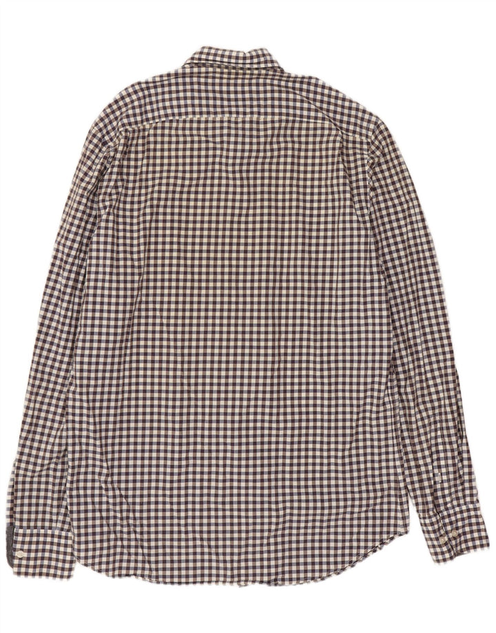 Camisa masculina Massimo Dutti média marrom guingão