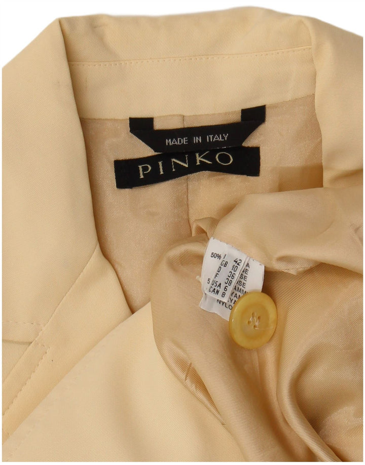 Jaqueta Blazer Feminina Pinko com 4 Botões Reino Unido 10 Viscose Bege Pequena