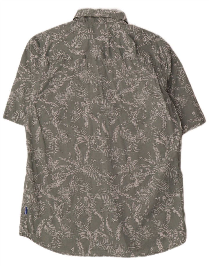 Camisa masculina de manga curta Jack & Jones de algodão floral verde médio