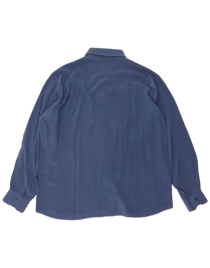 Camisa masculina CASSERA tamanho 42 16 1/2 grande seda azul marinho
