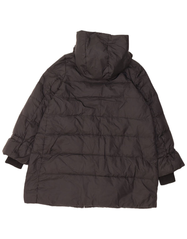 Casaco acolchoado com capuz feminino Zara UK 14 médio preto poliamida
