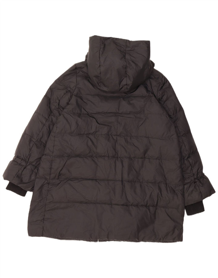 Casaco acolchoado com capuz feminino Zara UK 14 médio preto poliamida