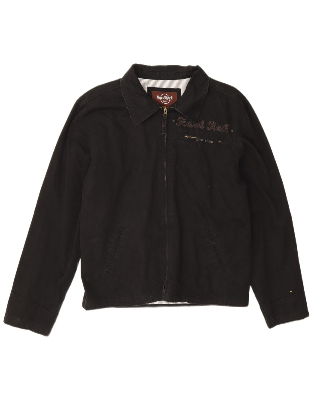 Jaqueta bomber masculina Hard Rock Cafe New York Graphic Reino Unido 38 média preta