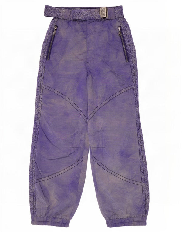 Maier Womens High Waist Ski Trousers UK 16 Large Purple Tie Dye Polyamide