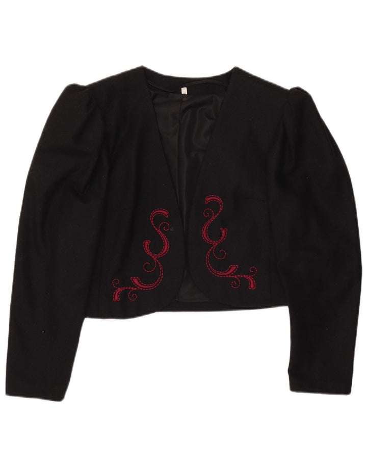 Jaqueta Blazer Vintage Feminina Crop EU 40 Poliéster Preto Médio