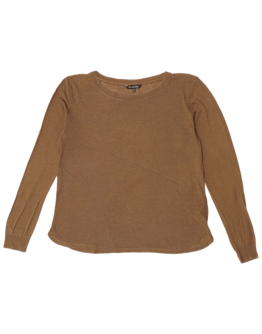 Suéter feminino Massimo Dutti com gola canoa Reino Unido 14 médio cáqui Lyocell