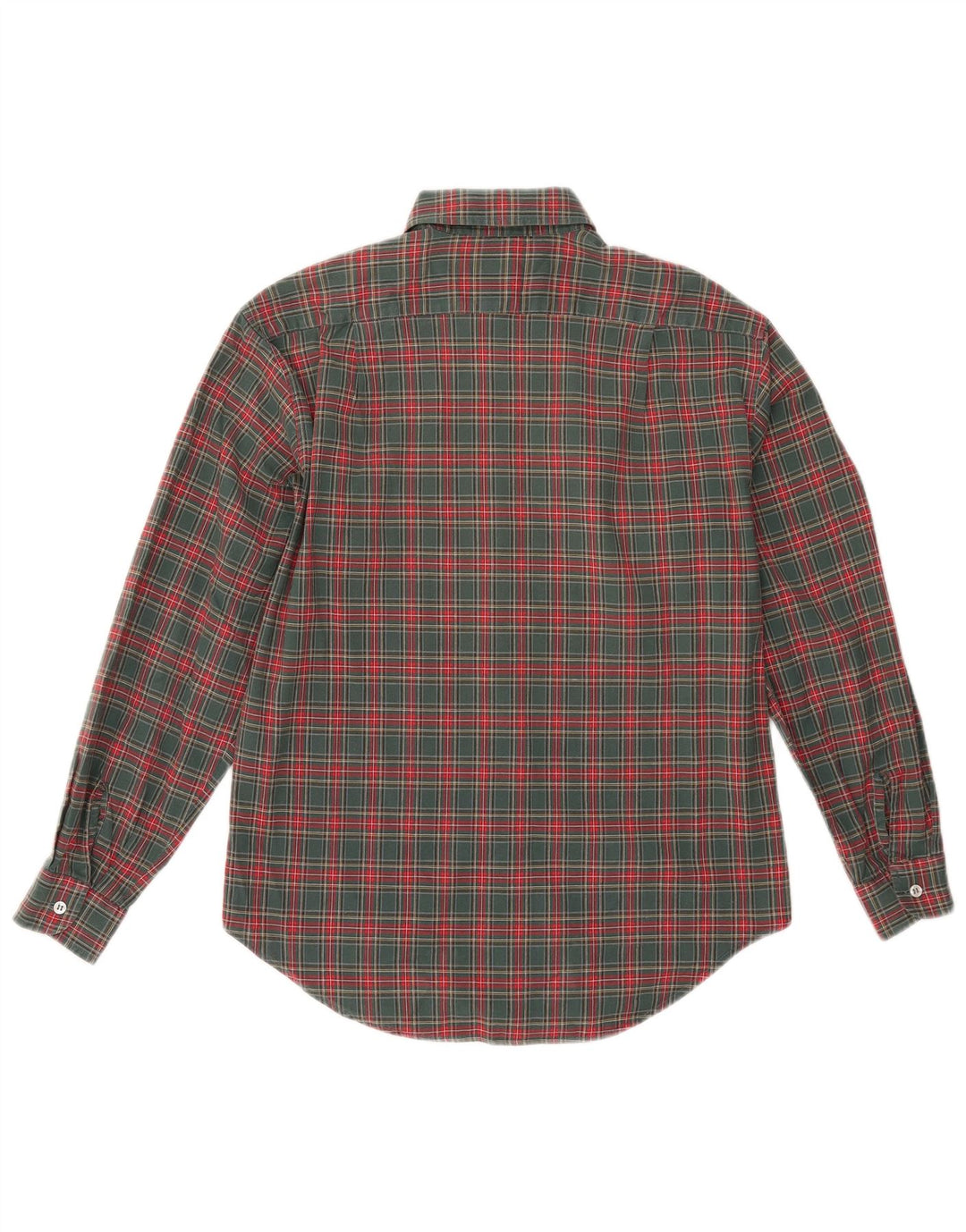 Camisa feminina de flanela Sisley Reino Unido 10 pequena xadrez verde algodão