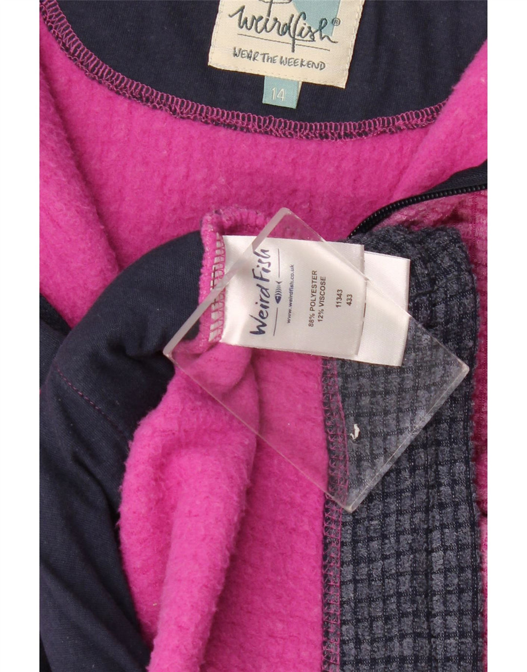 Jaqueta de lã das mulheres estranhas dos peixes poliéster roxo grande Reino Unido 14
