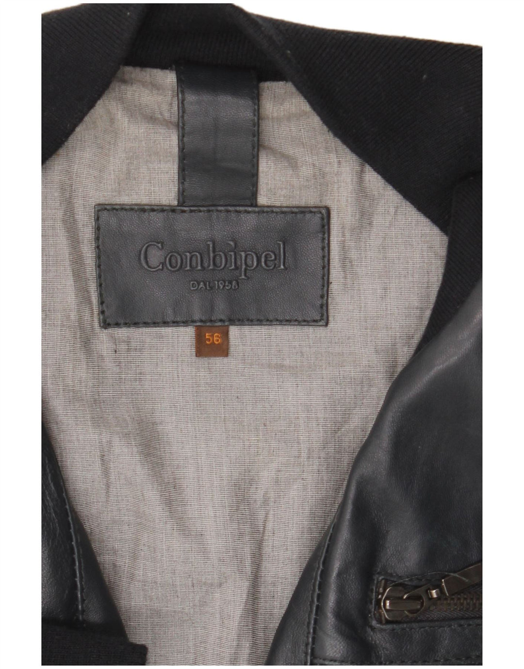 Jaqueta masculina de couro bomber Conbipel IT 56 2XL azul marinho