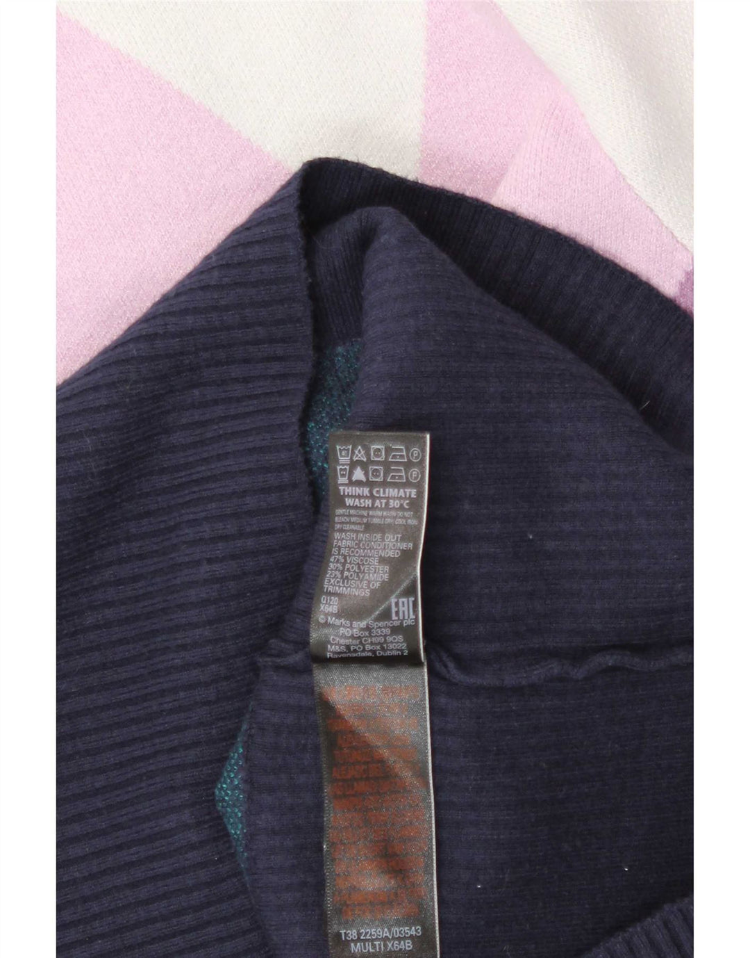 Suéter feminino Marks & Spencer com gola tartaruga Reino Unido 14 grande multicolorido