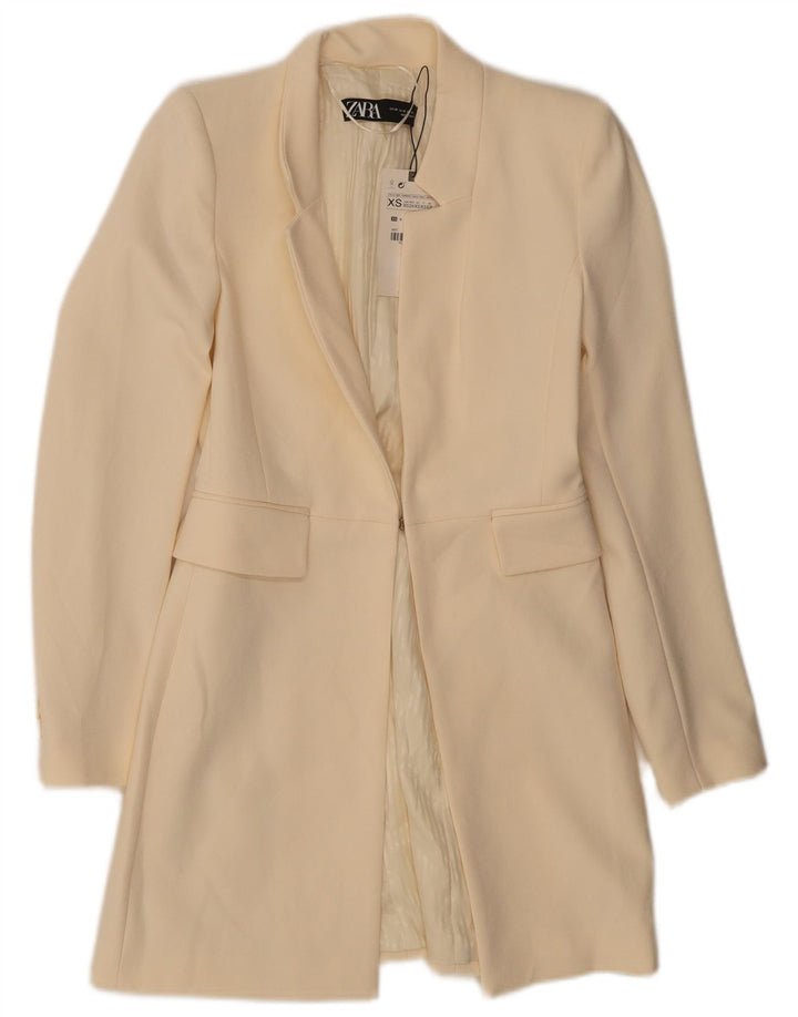 Sobretudo feminino Zara UK 6 XS poliéster branco