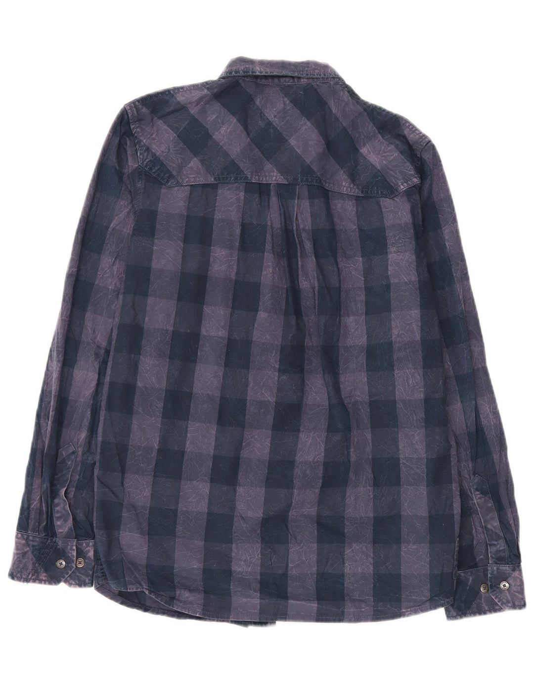 Camisa masculina Saltrock pequena xadrez azul marinho de algodão
