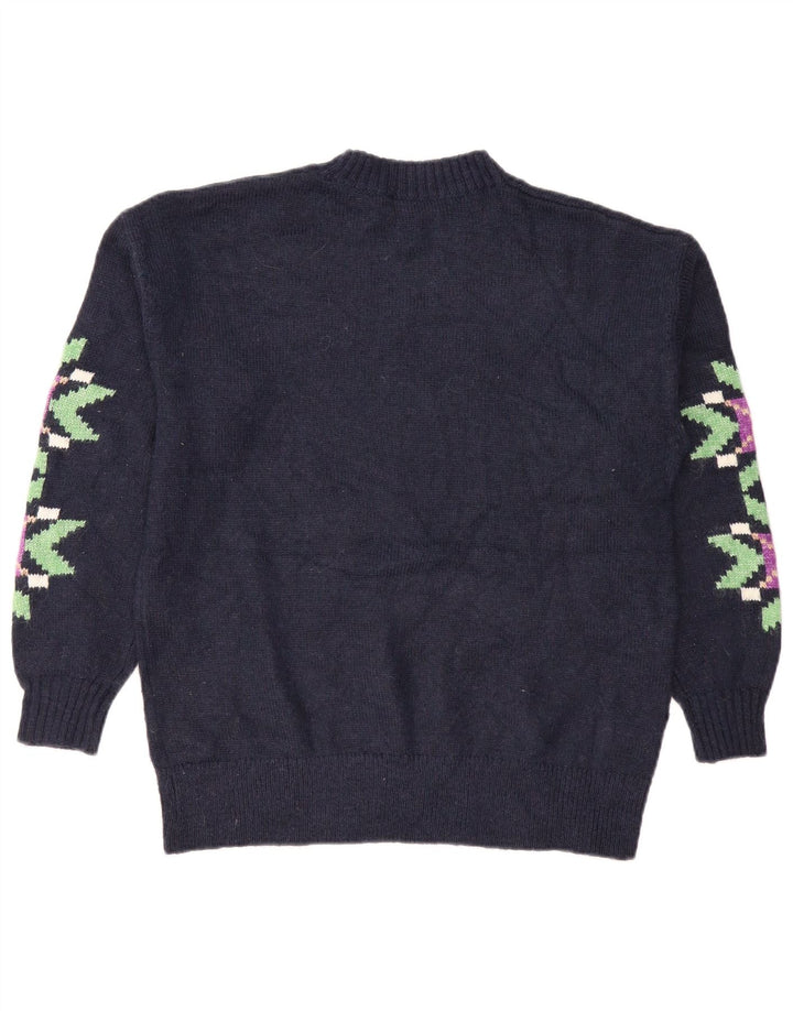 Suéter feminino Marks & Spencer com gola redonda Reino Unido 14 médio azul marinho