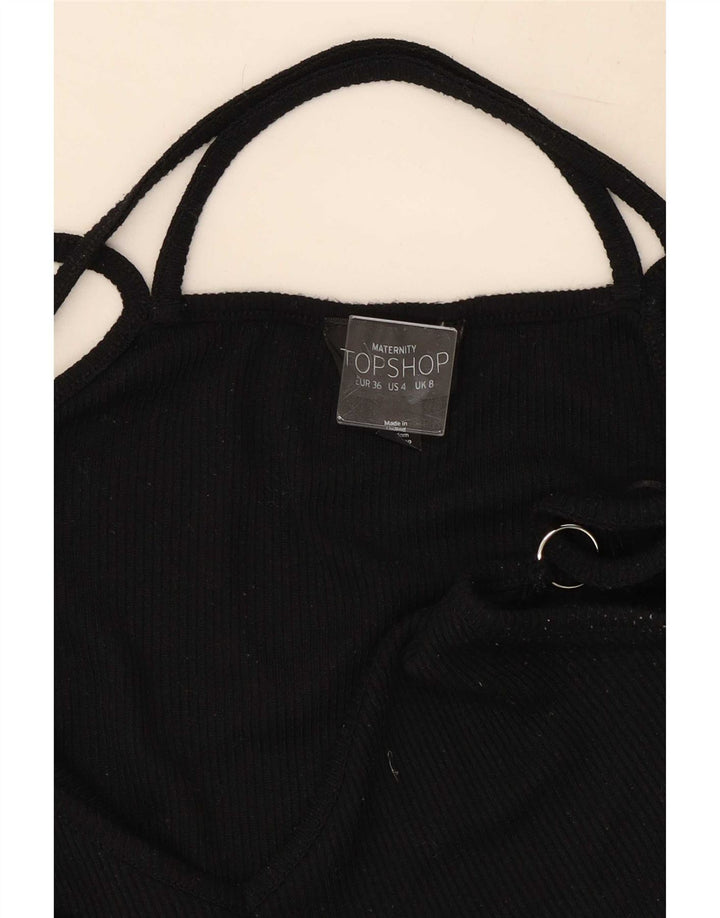 Vestido deslizante feminino Topshop UK 8 pequeno poliéster preto