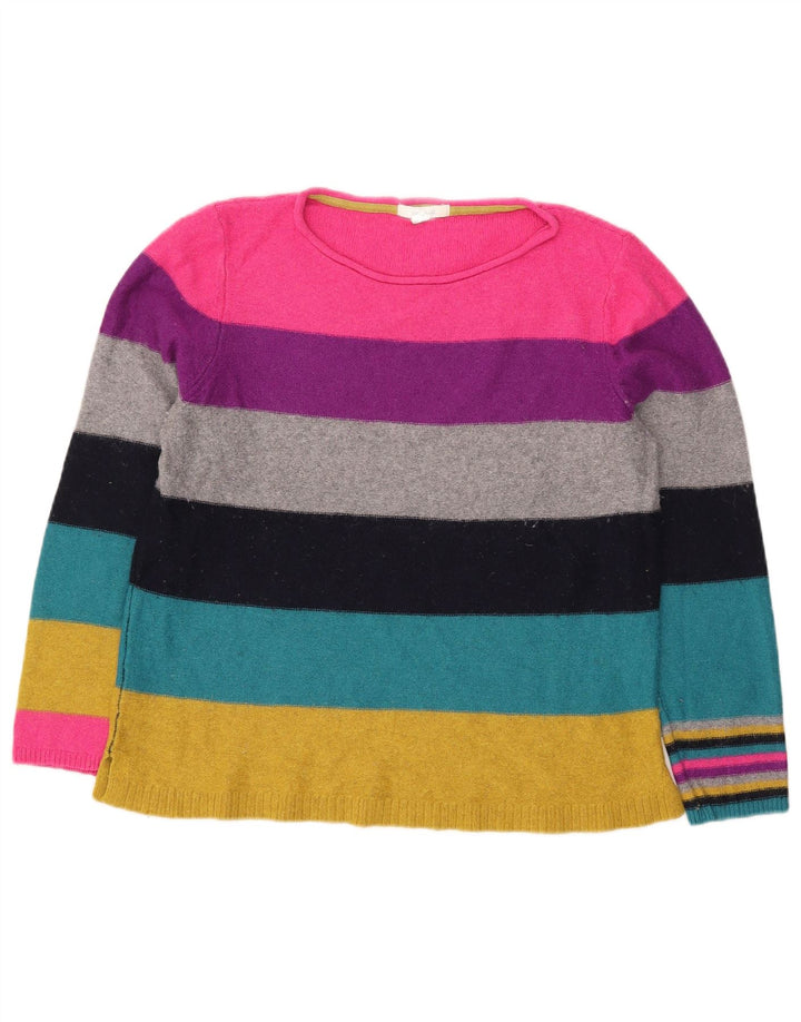 Suéter feminino com gola canoa White Stuff Reino Unido 16 grande multicolorido