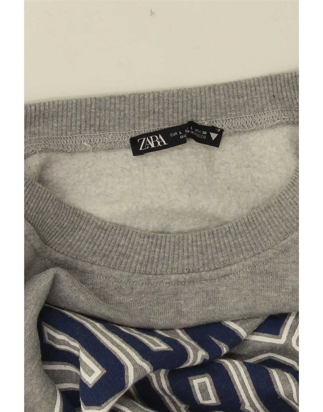 Moletom feminino Zara Crop Graphic Oversized Jumper Reino Unido 16 Grande Cinza