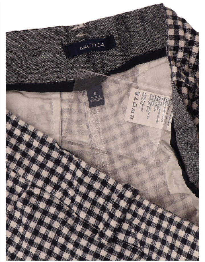 NAUTICA Shorts Chino Feminino US 6 Médio W32 Azul Marinho Algodão Gingham