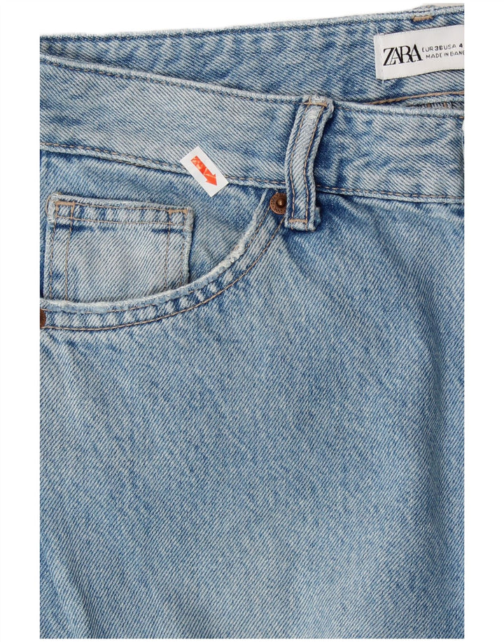 Calça jeans feminina ZARA Cargo Flared EU 36 XS W26 L32 Azul Algodão