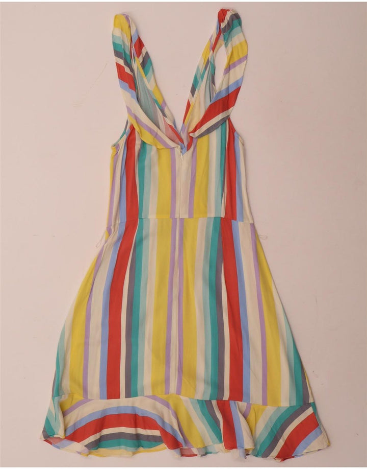 Vestido de verão feminino Oasis UK 12 viscose listrada multicolorida média