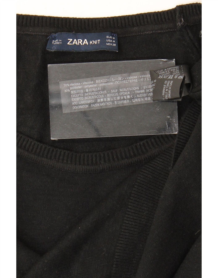 ZARA Suéter feminino oversized com gola canoa Reino Unido 14 médio preto