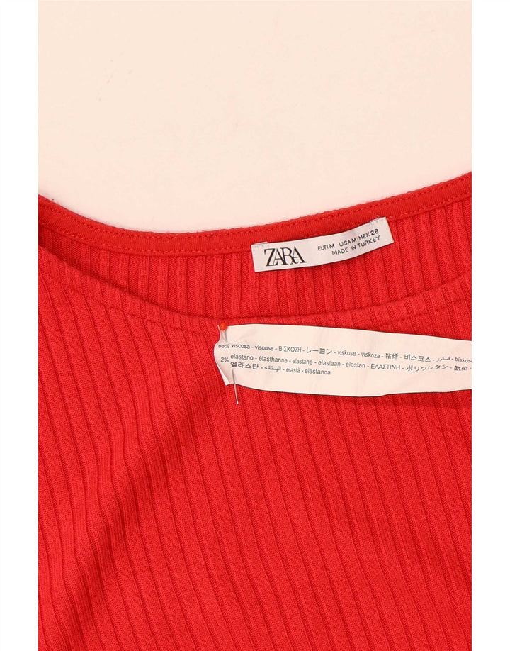 Camiseta feminina Zara UK 12 viscose vermelha média
