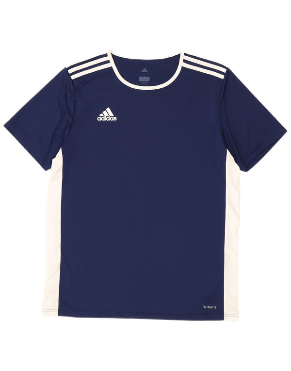 Camiseta Adidas Masculina Climalite Top Grande Azul Marinho Colorblock Poliéster