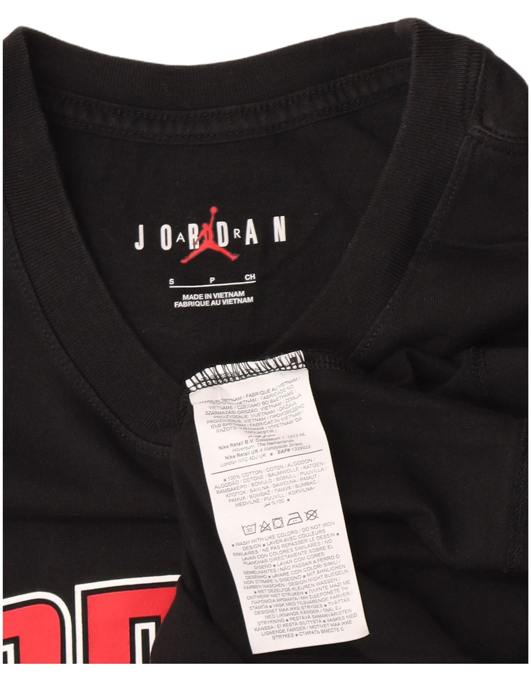 Jordan Camiseta masculina gráfica top pequeno algodão preto
