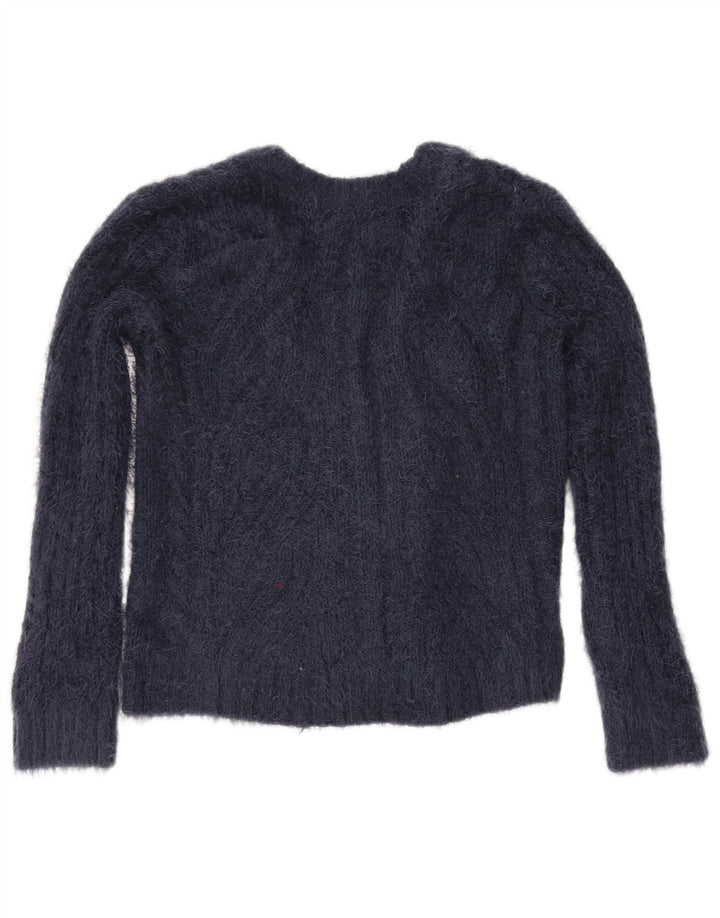 Suéter cardigã feminino Marks & Spencer UK 14 poliéster azul marinho médio