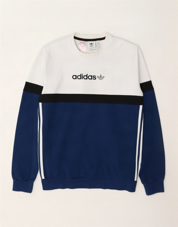 Moletom gráfico Adidas Meninos Jumper 15-16 anos Branco Colorblock Algodão